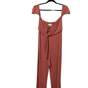 Revolve Privacy Please Terracotta Cap Sleeve Jumpsuit Womens M Smocked Back